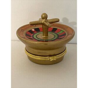 Roulette Wheel Porcelain Trinket Box Hinged Lid Casino Decor